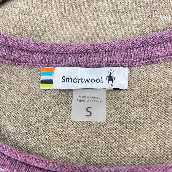 Smartwool Shadow Pine Colorblock Merino Wool Sweater Heather Purple - Picture 6 of 11